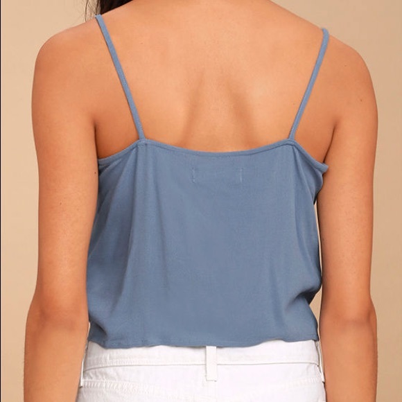 Dear Heart Blue Tie-Front Crop Top - Picture 3 of 5